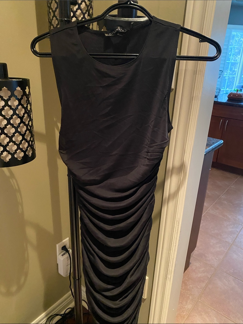 NWT Mesh ruched sleeveless maxi dress